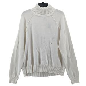 Karen Scott Turtleneck Sweater L Winter White Knit Women Relaxed Chunky Top Work